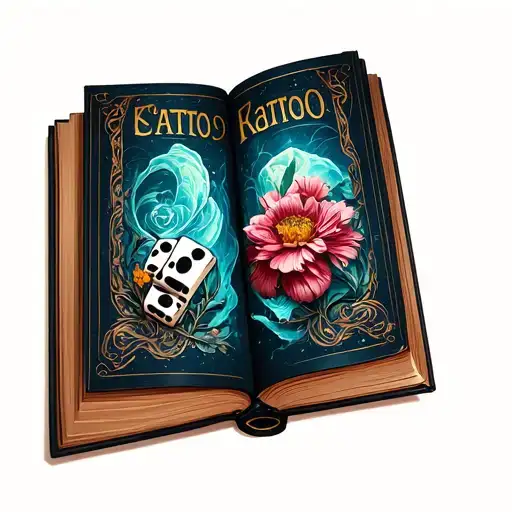 Open Book with Biclet and Domino tattoo design idea