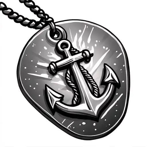 anchor, fishing pole military dog tag tattoo design idea