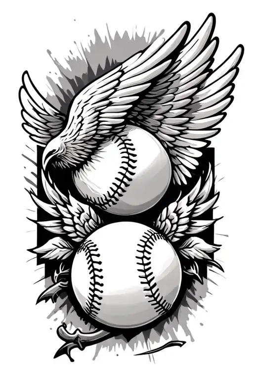baseball and wings  tattoo design idea