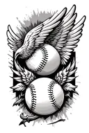baseball and wings  tattoo design idea