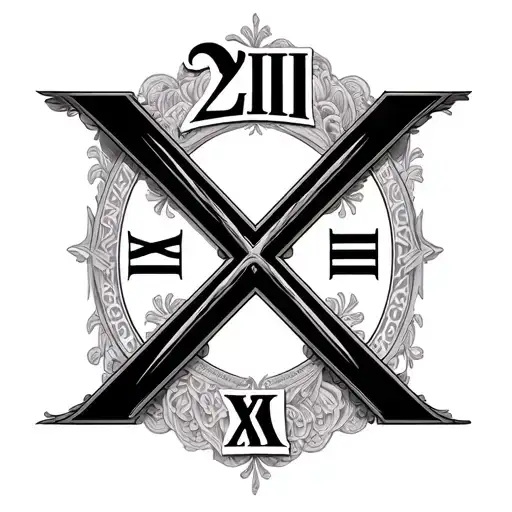 roman numerals 20th wedding anniversary showing the X tattoo design idea
