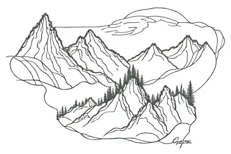 brushstroke mountain minimalist tattoo tattoo design idea