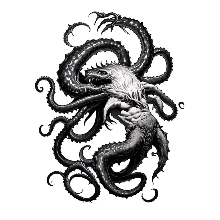 Aquarius posiedon unleashing the kraken tattoo design idea