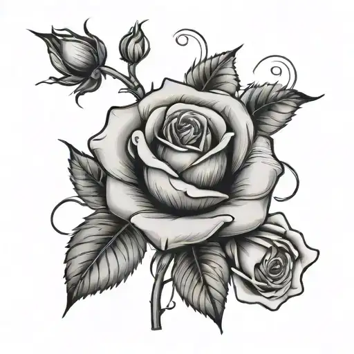 long stem rose and heartbeat line tattoo tattoo design idea