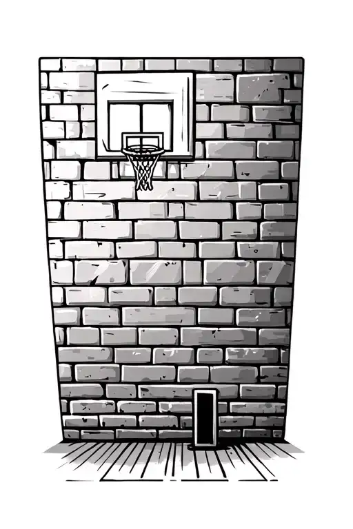 Brick wall and Basketball court tattoo design idea