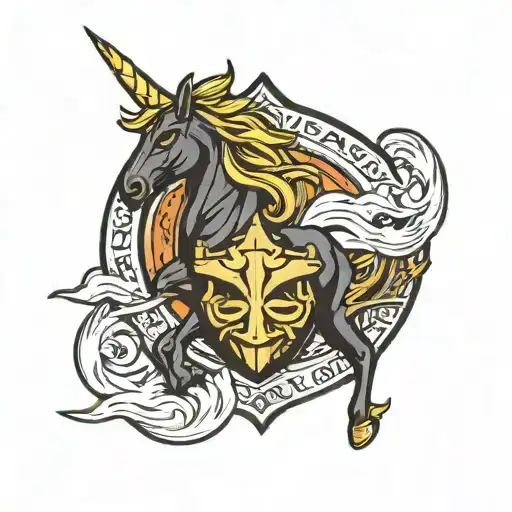 black Rock city, unicorn ranger Shield badge tattoo design idea