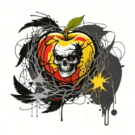 Edgar Allan Poe quote, yellow apple with barbed wire tattoo design idea