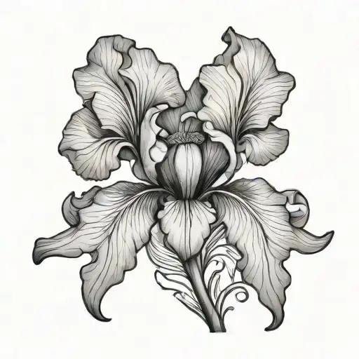 iris flower with art nouveau style tattoo design idea