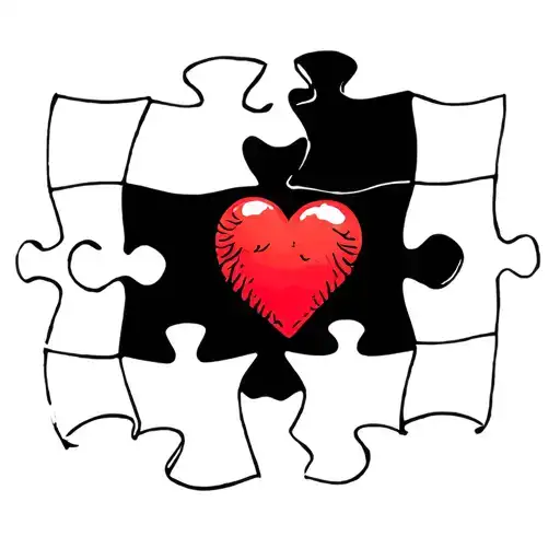 You can do a separate four -piece puzzle and in the center a heart. It is the symbol of autism tattoo design idea