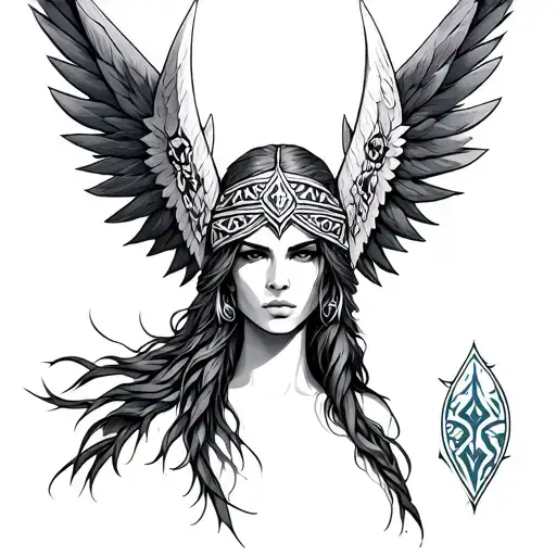 Nordic Valkyrie tattoo design idea