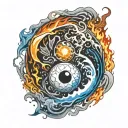 yin yang with fire and ice tattoo design idea