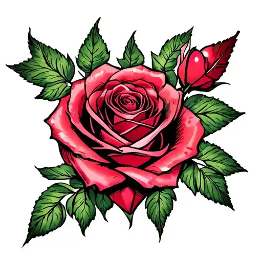 Danielle with rose and heart tattoo design idea