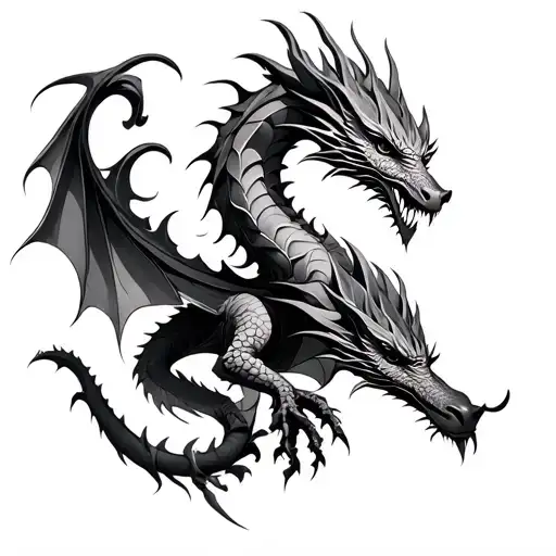 gothic architecture patterns into a dragon tattoo design idea