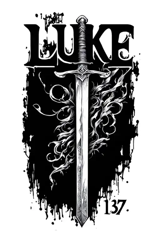 "Luke 1:37" sword tattoo design idea