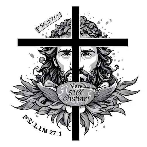 unique christian with the verse psalm 27:1 tattoo design idea