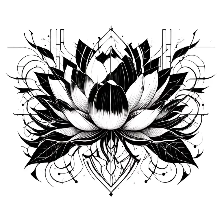 cyberpunk pattern incorporating lotus tattoo design idea
