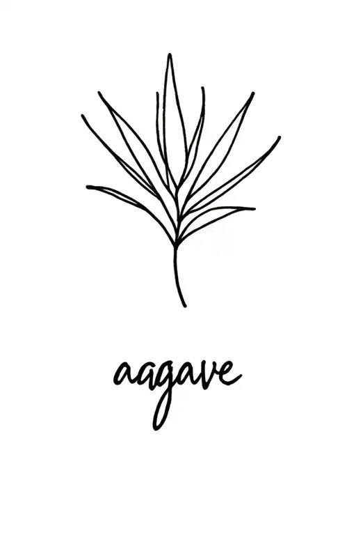 simple line written in cursive "agave" that transitions into a minimalist bouque at the top on my spine tattoo design idea