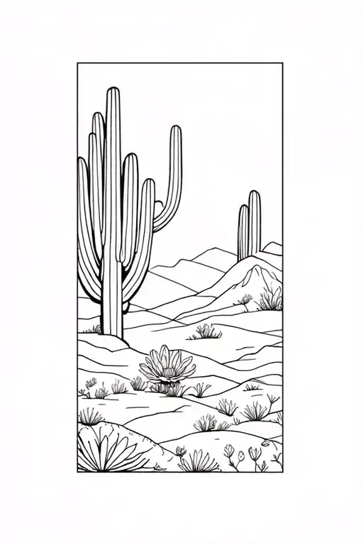 floral Arizona desert landscape tattoo design idea