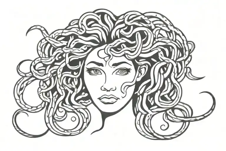 medusa face snake hair tattoo design idea