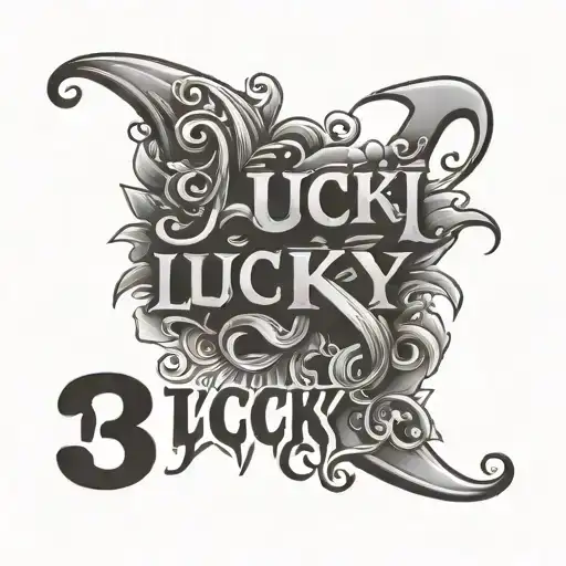 text LUCKY and number 13 tattoo design idea
