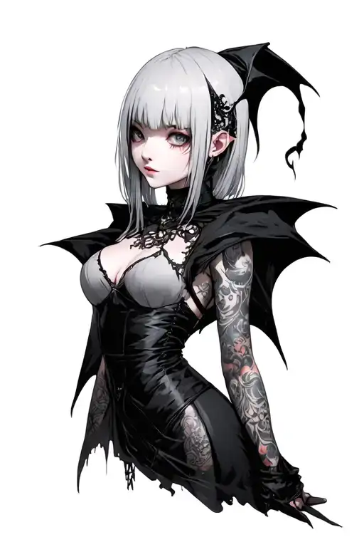 nier automata 2b vampire girl tattoo design idea