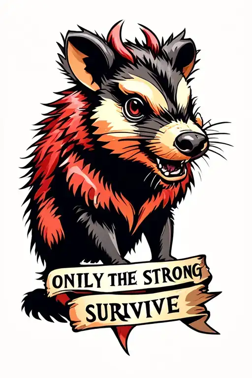“only the strong survive” on tasmanian devil cartoon tattoo tattoo design idea