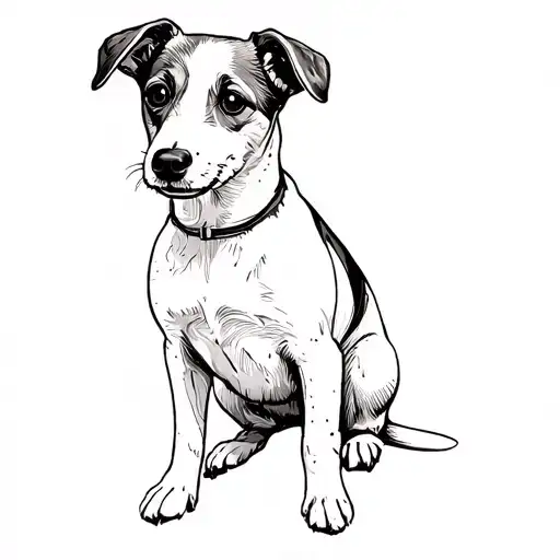 You can make a sketch of Jack Russell in the style of minimalism with a pattern tattoo design idea