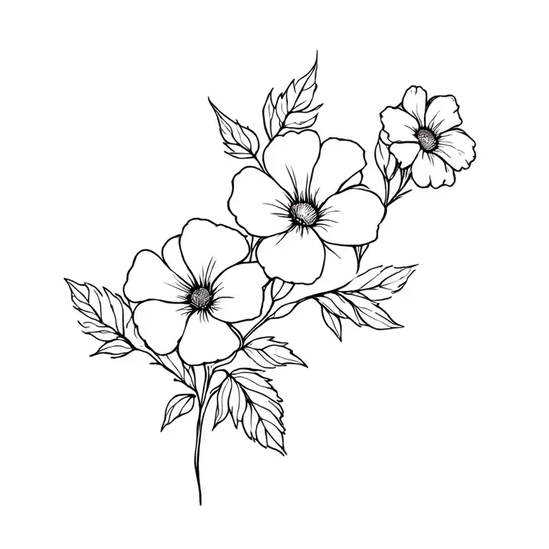 morning glory, rose and daisy flowers tattoo design idea