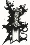 Sword with nails as the handle and a crown of thorns on top tattoo design idea