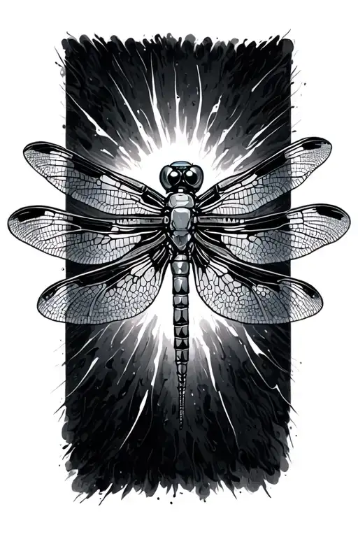mechanical dragonfly landing tattoo design idea