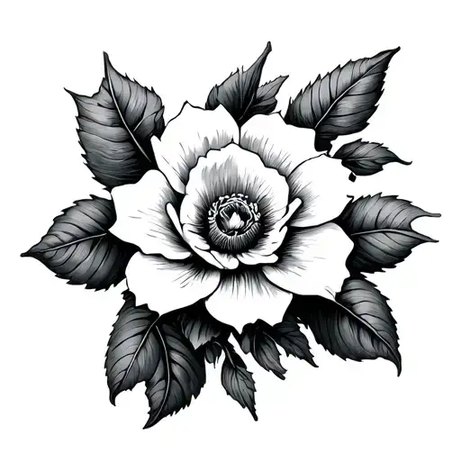 make a tattoo of these flowers in  all black fine line: * England: Tudor Rose* France: Iris (or Fleur-de-lis tattoo design idea