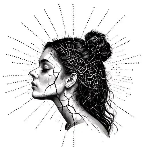 woman in her 20s broken inside symbolizing tattoo design idea