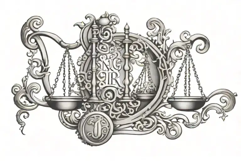 Libra symbol with the name Nigel tattoo design idea