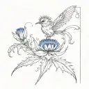 It is necessary to combine the flower "Cornflower" and the image of the Old Testament archangel in one tattoo sketch. tattoo design idea
