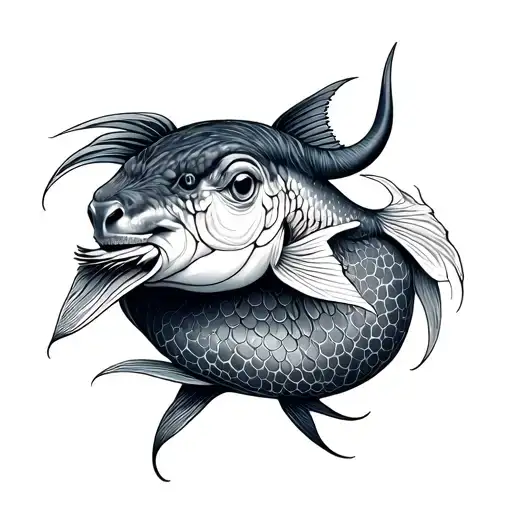 Pisces Taurus tattoo design idea