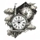 cracked clock tower tattoo design idea