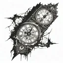 cracked clock tower tattoo design idea