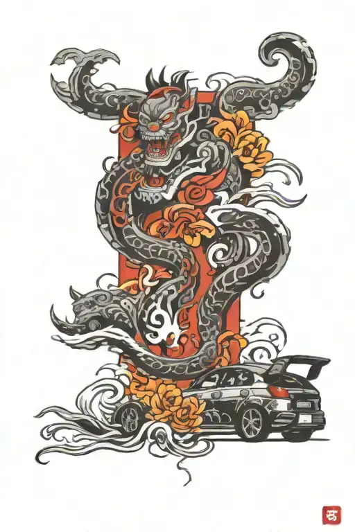 jdm cars rev limiter tattoo design idea