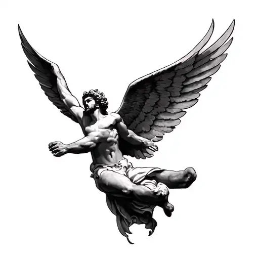 a tattoo of icarus falling from sky make it for the forearm tattoo design idea