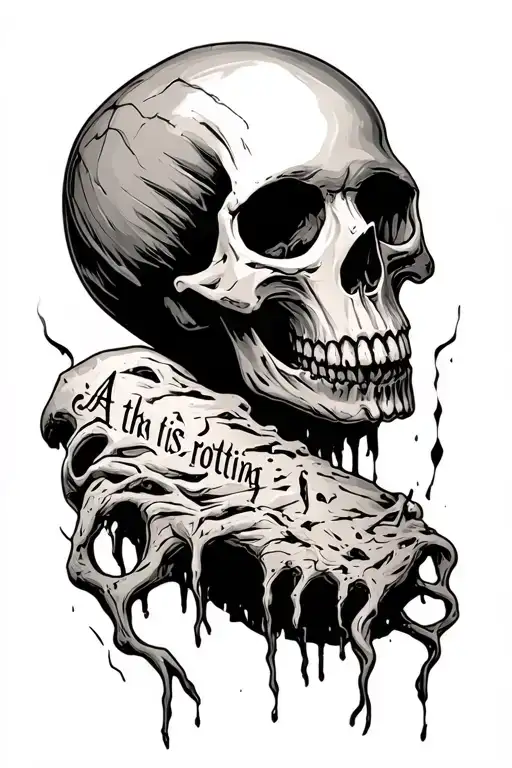 "A skull that is rotting" Skull tattoo design idea