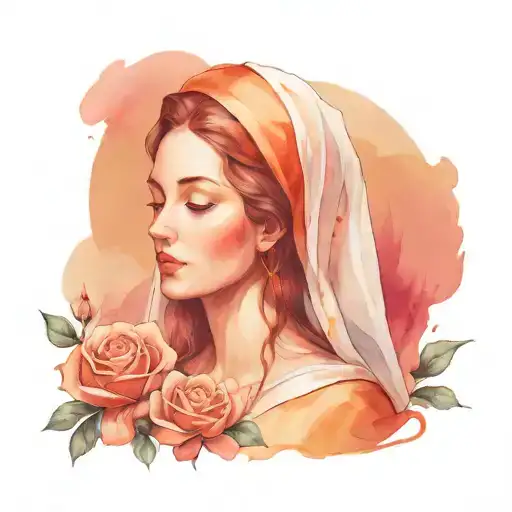 Get a full arm tattoo with the Virgin of Carmen, the dilation of time, the importance of a day tattoo design idea