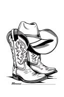 cowboy boots and cowboy hat memorial  tattoo design idea