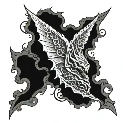 wrap around arm dragon wings mid evil  tattoo design idea