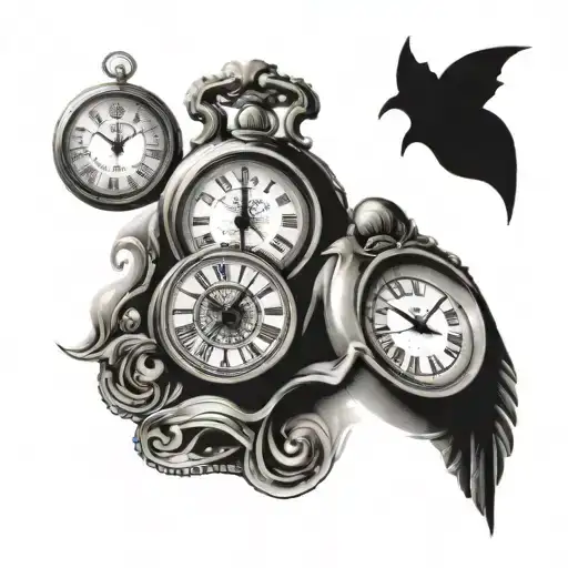 Calendar & clocks depicting 11:03 tattoo design idea