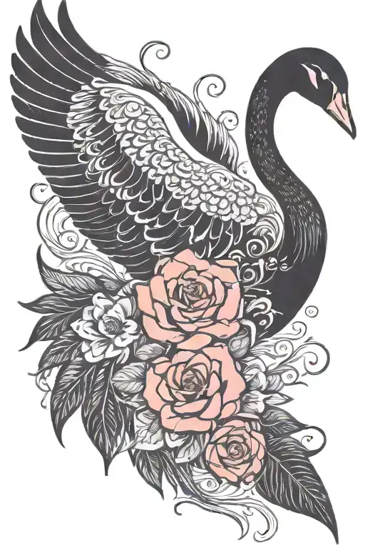 Black swan scaring tattoo design idea