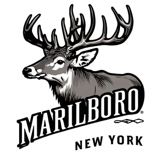 outdoor hunting logo with white tail deer and the town name Marlboro New York  tattoo design idea