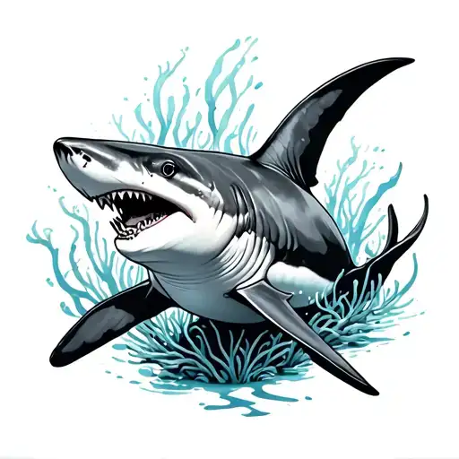 shark reef saltwater ocean tattoo design idea