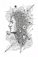 brain with ADHD symbols hidden tattoo design idea