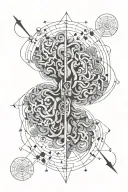 brain with ADHD symbols hidden tattoo design idea