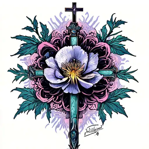 Phillipians 4:6 formed into a cross with opium aesthetic  tattoo design idea